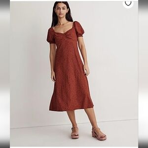 Madewell Sweetheart Puff Sleeve Midi Dress